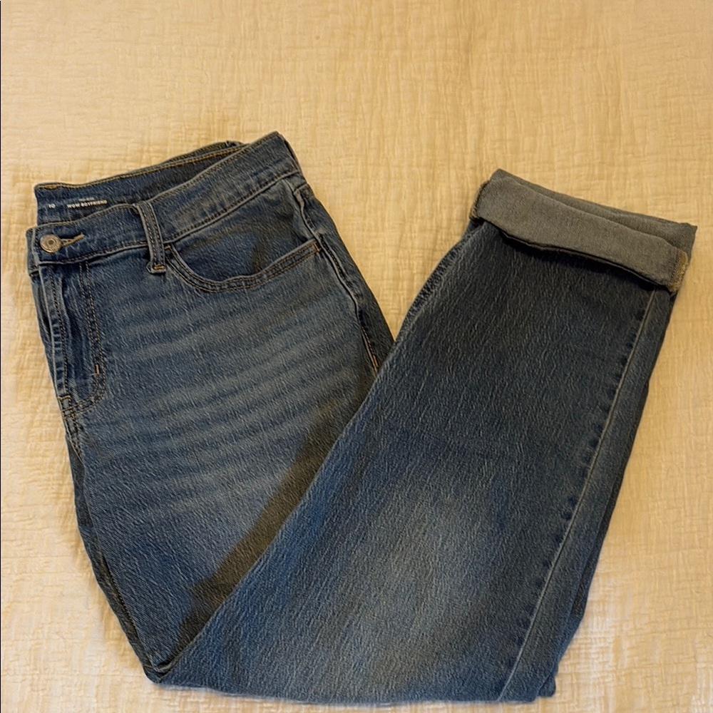 Old Navy Blue Boyfriend Jeans with Lived-In Look